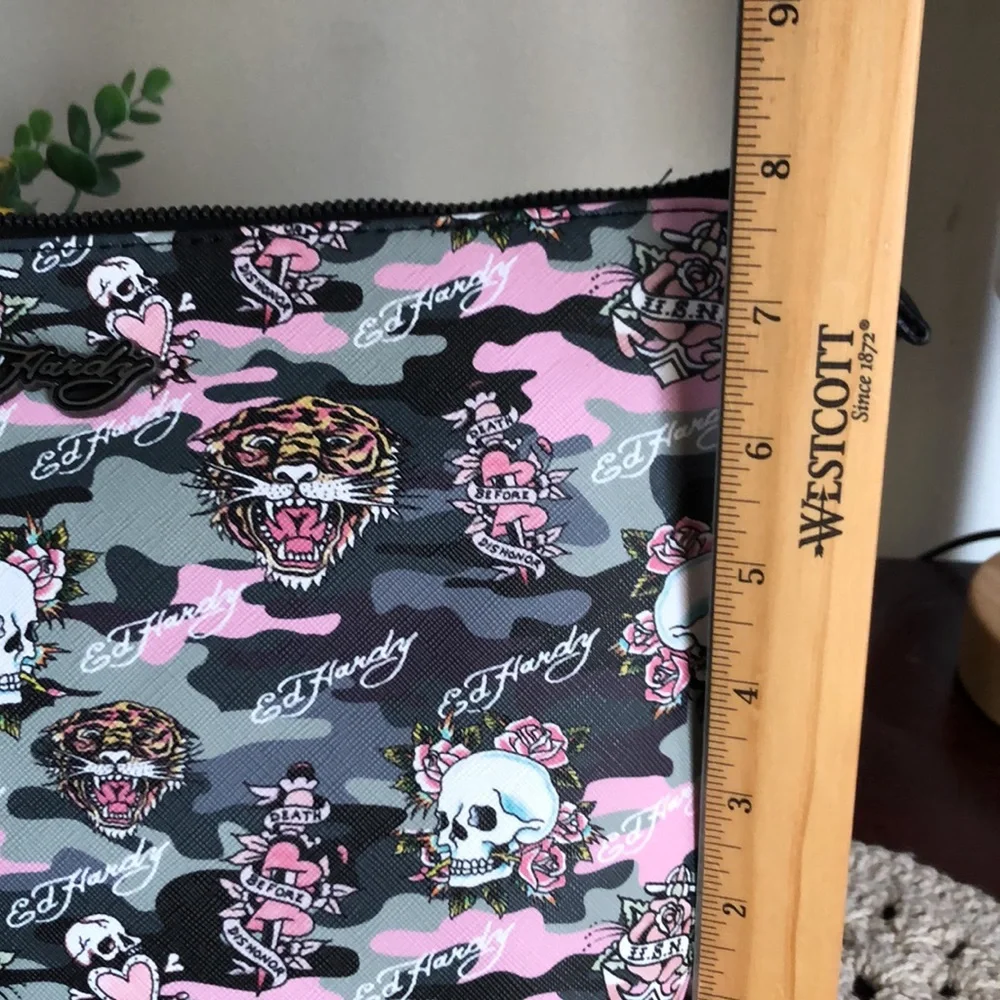 Ed Hardy Pink and Black Women's COSMETIC Case Bag